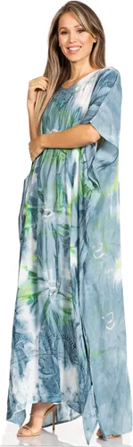 Vista 2 de Sakkas Pilar Petite - Vestido de caftán largo casual de manga corta para mujer, estilo caftán