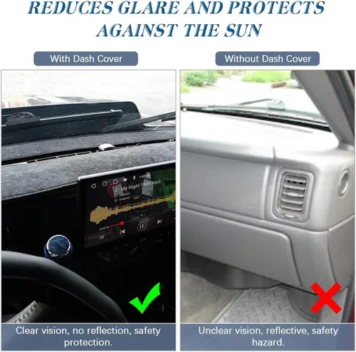 Vista 4 de Cubierta del Tablero Alfombrilla Tapete Compatible con Dodge Ram 1500 2500 3500 de 1998 1999 2000 2001 (Negro)