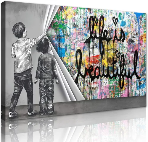 Vista 59 de Yeesjoee Graffiti Hip-Hop Style Culture - Arte de pared, póster abstracto de la vida es hermosa, impresión en lienzo colorido y moderno de pintura
