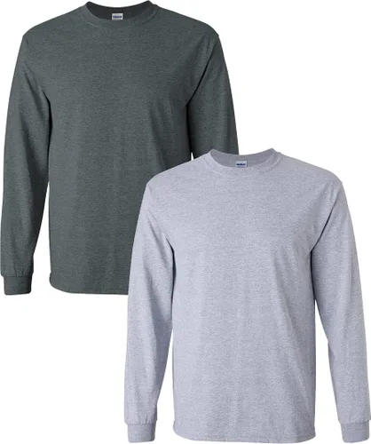 Vista 47 de Gildan - Camiseta de algodón y de manga larga para hombre, modelo G2400 (1) verde irlandés + (1) negro