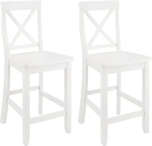 Vista 6 de Crosley Furniture - Taburetes de madera con respaldo en X, juego de 2, 24 pulgadas