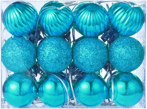 Vista 26 de QueenBox® 24 bolas de Navidad de plástico de 1.18 pulgadas para decoración de árbol de Navidad, vacaciones y fiestas