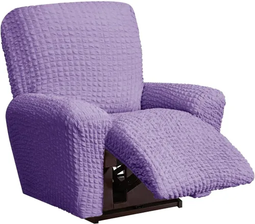 Vista 15 de vctops 4 fundas para sillas reclinables con textura de sirsaca a cuadros, suaves y elásticas, protector de muebles antideslizante con parte inferior