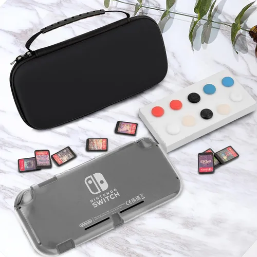 Vista 6 de FANPL Carrying Case for Nintendo Switch Lite, Portable Travel Accessories Bundle with Blue Switch Lite Storage Case, Clear Protective Skin Shell