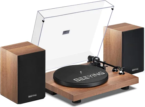 Vista 7 de Tocadiscos de Vinilo Bluetooth con Altavoces Estéreo de Estantería de 36 Vatios, Sistema Hi-Fi con Cartucho Magnético, Grabación USB y Parada Negro
