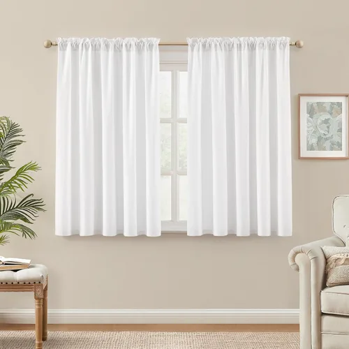 Vista 44 de HOMEIDEAS - Cortinas semitransparentes de privacidad blancas que no se transparentan, 52 x 96 pulgadas Blanco