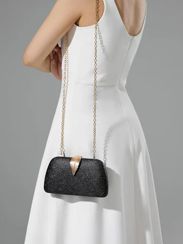 Vista 8 de Clutch Purses for Women, Formal Evening Handbags, White Clutch for Wedding 01-Negro