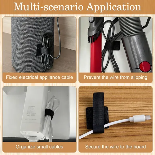 Vista 5 de SmallCat 20 bridas de gancho y bucle, correas autoadhesivas de 3.55 pulgadas para cables de red de escritorio, organizador de cables ajustable