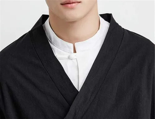 Vista 7 de HZCX FASHION Chaquetas tipo kimono para hombre, bata ligera de algodón y lino, cárdigan samurái
