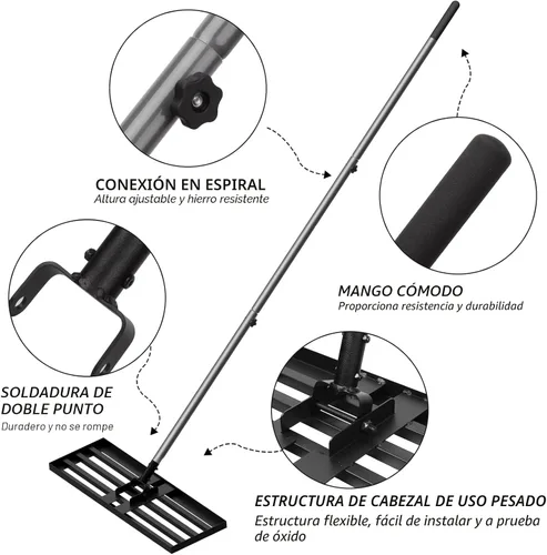Vista 3 de Walensee Lawn Leveling Rake, Reinforced Leveler with 6.5FT Steel Handle