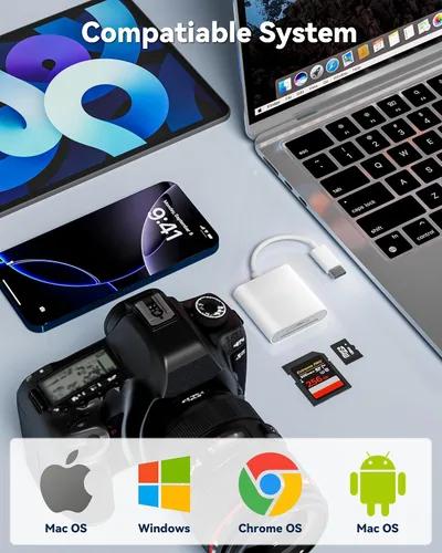Vista 4 de Lector de tarjetas SD USB-C, adaptador SD/MicroSD de doble ranura