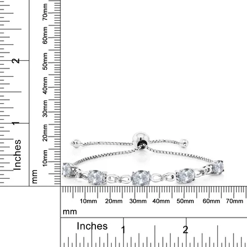 Vista 109 de Gem Stone King Pulsera de tenis de diamantes cultivados en laboratorio con piedra natal de 3-6 quilates para mujer, plata de ley 925, ovalada