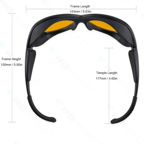 Vista 3 de FreeMascot Nuevo profesional OD 6+ 190nm-490nm longitud de onda UV luz/violeta y azul láser gafas de seguridad para láser 405nm, 445nm, 450nm, 473nm
