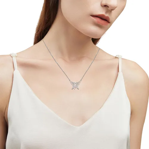 Vista 4 de Freesloth Collares de mariposa para mujer de plata de ley 925 con dije de mariposa, collar de mariposa, regalos para niñas