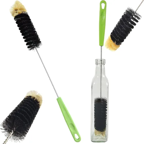 Vista 8 de Paquete de 2 cepillos para botellas de 16", Dokpod cepillos de limpieza de mango largo para limpieza de botellas de cuello largo y estrecho, agua