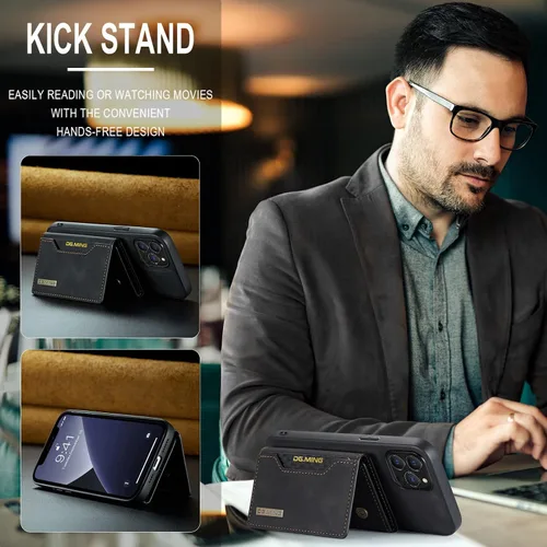 Vista 6 de Fundas de cuero tipo cartera para teléfono compatibles con iPhone 14 Pro Max con tarjetero para hombres de 6.7 pulgadas, contraportada desmontable 2