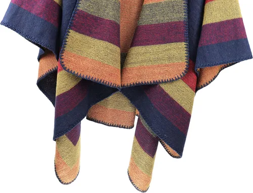 Vista 5 de Chal de poncho para mujer, con parte delantera abierta, estampado de leopardo, chales y envolturas