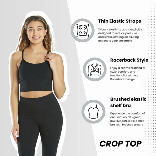Vista 4 de Everyday Yoga Camiseta corta sin mangas para mujer, espalda cruzada, sujetadores de apoyo con tirantes, fresco, transpirable, sin costuras