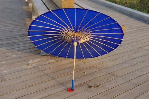 Vista 36 de Sombrilla de tela de bambú lisa, ideal para recuerdos de fiesta de boda (azul claro)