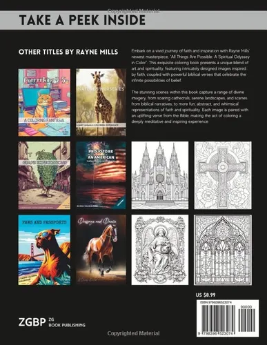 Vista 2 de All Things Are Possible A whimsical religious adult coloring book full of spiritual images of love and hope!