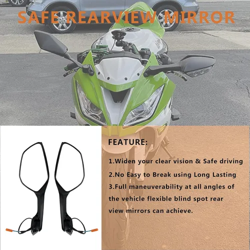Vista 2 de Worldmotop - Espejo retrovisor lateral para motocicleta, ajustable, repuesto para KAWASAKI Ninja ZX10R ZX-10R ZX 10R 2011-2015 (negro)