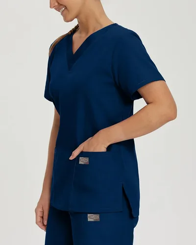 Vista 5 de ScrubZone - Parte superior de ambo con manga corta y cuello en V para mujer