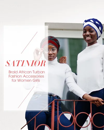 Vista 2 de SATINIOR 4 piezas de turbante africano para mujer, turbante con cuentas