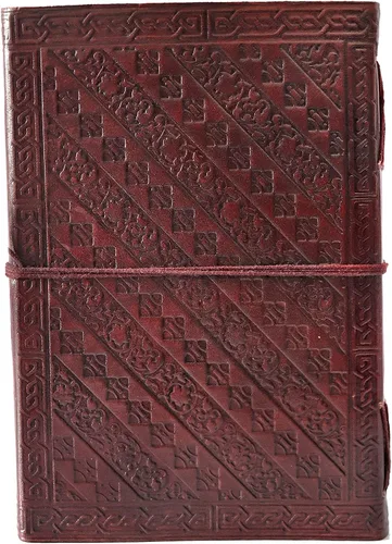 Vista 5 de Diario de cuero en relieve, cuaderno de árbol grande para escribir diario de cuero, diario de cuero hecho a mano (Gbag)