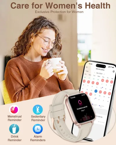 Vista 5 de Relojes inteligentes para mujer con llamadas Bluetooth, 4 bandas de 1.83 pulgadas, reloj de fitness para iPhone, Android, rastreador de actividad