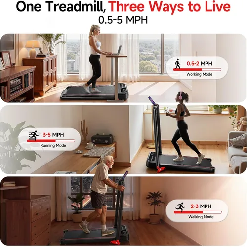 Vista 3 de RHYTHM FUN Treadmill with Incline, Walking Pad with Handle Bar,300lbs Walking Pad with APP, Portable Folding Walking Treadmills for Home/Office with