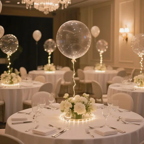 Vista 5 de Lightsfever 8 globos de fiesta con luces LED con pilas, luces blancas cálidas con globos Bobo transparentes para helio o aire, decoración del hogar