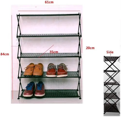 Vista 2 de Zapatero plegable de hierro, estante de puerta multicapa para almacenamiento de botas, organizador de almacenamiento de tela no tejida, estante