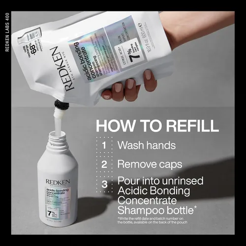 Vista 6 de Redken Champú de unión para reparación de cabello dañado Concentrado de unión ácido Para todo tipo de cabello Recarga 16.9 onzas líquidas