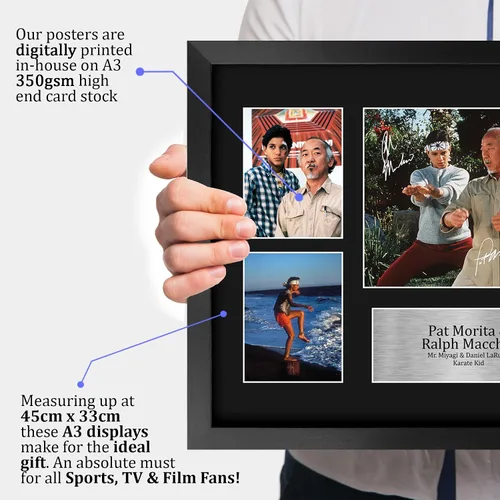 Vista 3 de HWC Trading Ralph Macchio & Pat Morita The Karate Kid Gifts Impreso Firmado Autograph Picture Display para fanáticos de recuerdos de películas, 16 x