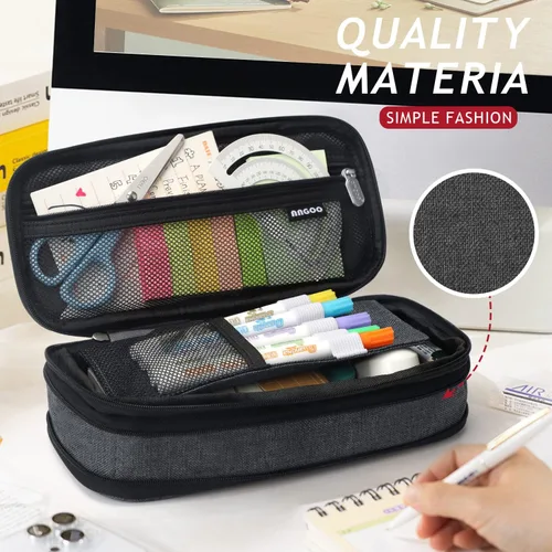 Vista 5 de KPX Estuche para lápices y bolígrafos de gran capacidad con cremallera, almacenamiento para oficina, universidad, escuela, bolsa organizadora