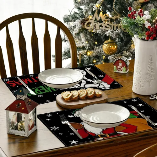 Vista 4 de Manteles individuales de Navidad, manteles de mesa de Halloween, decoración de Navidad para fiesta en el hogar