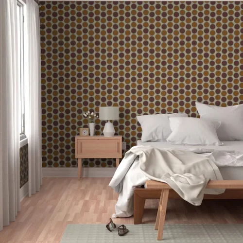 Vista 5 de Spoonflower Mod Circles Brown Pre-Pasted Removable Wallpaper