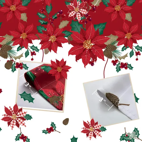 Vista 4 de SHINELAND Cortinas de cocina de Navidad, flor de pascua roja, cortina térmica corta para ventanas pequeñas, cortinas de Navidad para cocina, 45