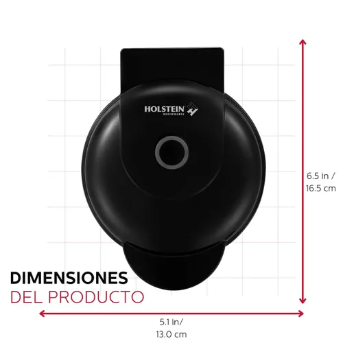 Vista 3 de Holstein Housewares - gofrera antiadherente personal, color negro – gofres de 4 pulgadas en minutos