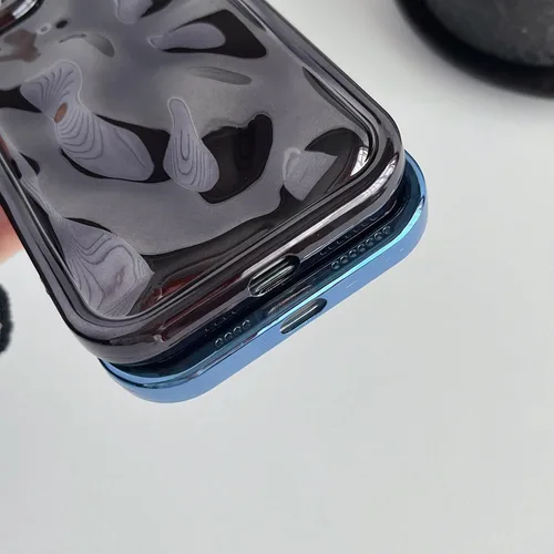 Vista 6 de Caseative Funda para iPhone 11 Pro Max, color negro claro Galjanoplastia de cromo suave de la burbuja del meteorito de la onda de la ondulación