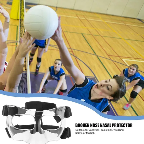 Vista 5 de Protector de nariz deportivo con acolchado ajustable, protector de máscara facial completa transpirable para recuperación de nariz rota, baloncesto