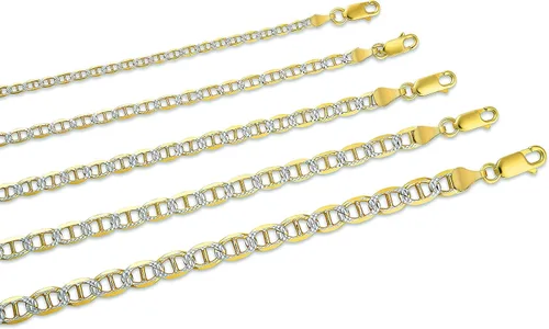 Vista 2 de PORI JEWELERS Cadena de oro de 18 quilates sobre plata de ley 925 maciza con corte de diamante de dos tonos, 0.098 in, 0.138 in, 0.177 in, 0.217 in