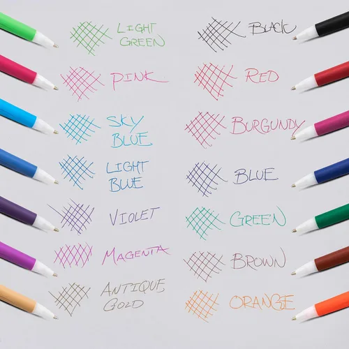 Vista 7 de Bolígrafo Pentel GlideWrite con tinta TechniFlo, (1.0mm) trazo medio, tinta azul claro, caja de 12 (BX910-S1)