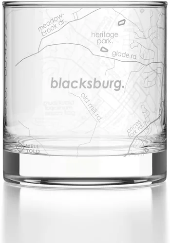 Vista 61 de Well Told Vaso de rocas grabado con mapa de Akron, Ohio, cristalería estilo antiguo (325ml, transparente) Vaso de bourbon grabado, regalos