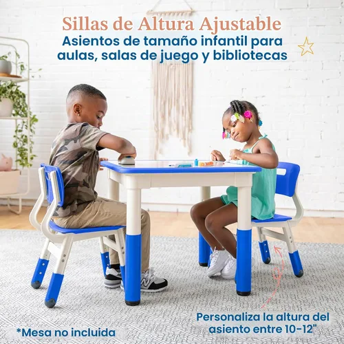 Vista 4 de ECR4Kids Silla ajustable para aula, asientos flexibles, color azul, paquete de 2