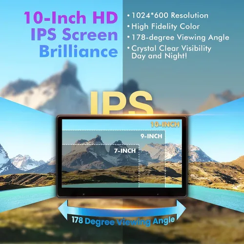 Vista 3 de Pantalla táctil de 10" para coche, utilizada para Apple Carplay inalámbrico Android Auto MirrorLink, estéreo de coche portátil con Bluetooth, cámara