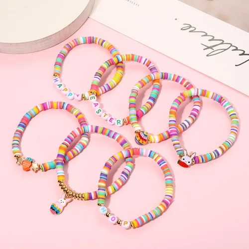 Vista 219 de Surfer Heishi - Pulseras apilables para mujer, apilables, de vinilo arcoíris, disco de arcilla, pulseras elásticas para la amistad, joyería bohemia