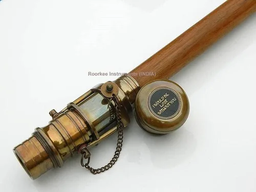 Vista 7 de Juego de dos brújulas/telescopio de madera bastón-bastón de latón brújula/mango de telescopio