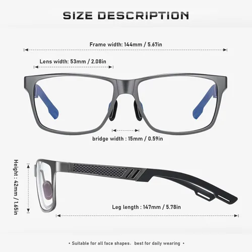 Vista 3 de Gafas de bloqueo de luz azul con marco de metal para hombres y mujeres