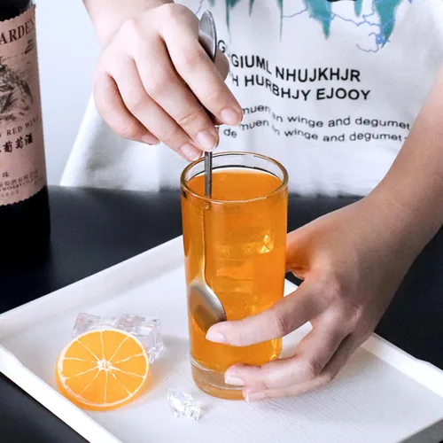 Vista 7 de Cuchara mezcladora agitadora de mango largo de 10-1/2 pulgadas para cócteles, bebidas de café, té, acero inoxidable, juego de 8